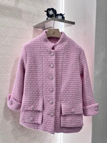 25ss Coarse woolen small stand collar dress jacket