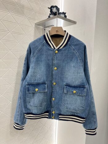 25ss Threaded denim baseball jacket