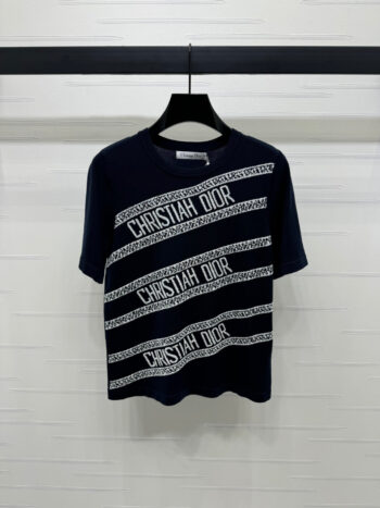 25SS Contrast striped knitted short sleeved shirt