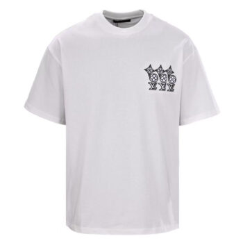 25SS Three flower embroidered letter short sleeved T-shirt