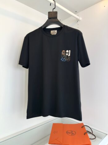 2025 Spring and Summer Leather Embroidery Round Neck Short Sleeve T-shirt