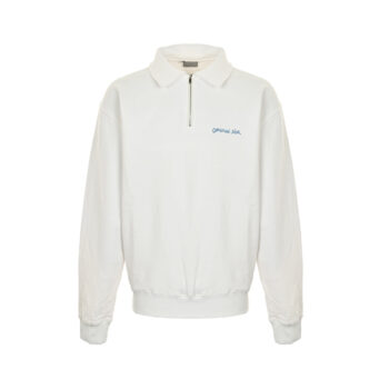 Embroidered half-zip lapel sweatshirt