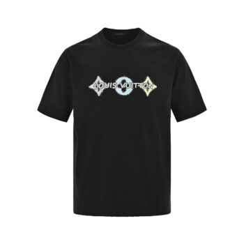 Hand-painted three-flower print short sleeves