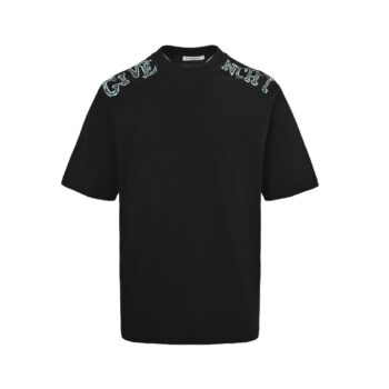 25ss Hand-painted lettering printed short sleeves on shoulders