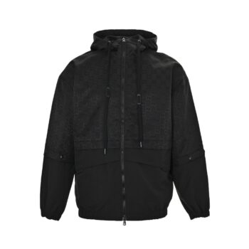 Stitched all-over printed presbyopic hooded windbreaker jacket