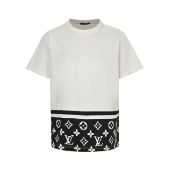 25ss hemline with floral patchwork print short sleeved shirt