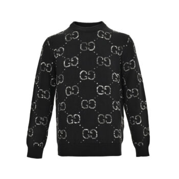 Gradient all-over jacquard logo crew neck sweater