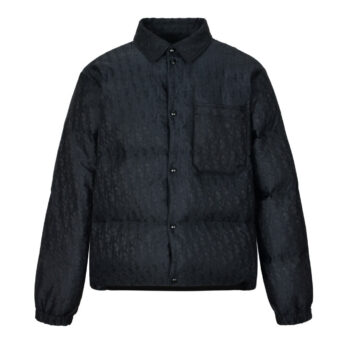 All over printed dark pattern jacquard lapel down jacket