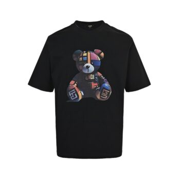 25ss Colorful bear print short sleeved shirt