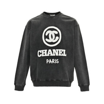 Washed foam printed crew neck sweatshirt