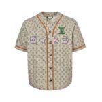 25ss fashion show collaboration embroidered short sleeved baseball shirt