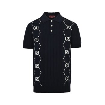 25ss Double G jacquard cable knit Polo short sleeve