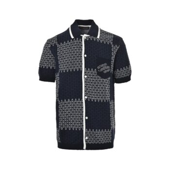 25ss checkerboard knitted short sleeve cardigan