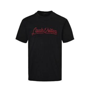 25ss cursive letter embroidery short sleeved shirt