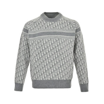 Presbyopia jacquard knitted cashmere reversible crew neck
