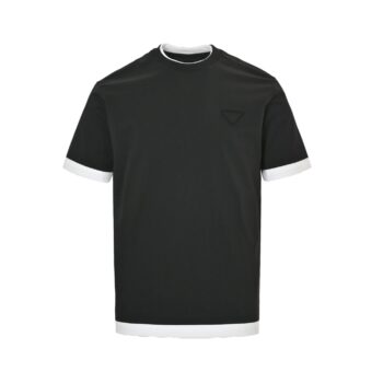 25ss fake two-piece spliced short sleeved shirt