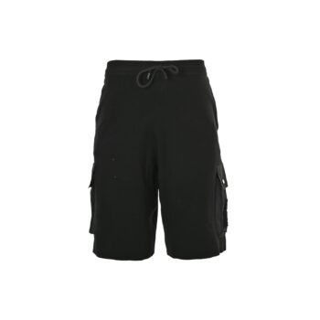 Embossed patch double pocket drawstring shorts