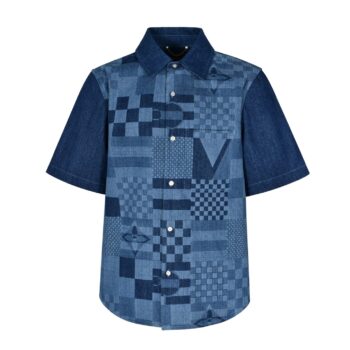 monogram multi flags denim shirt